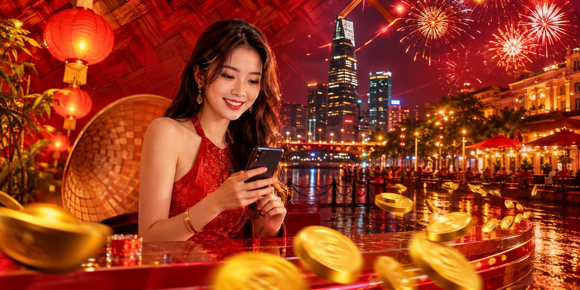 Người dùng chơi casino trên điện thoại di động tại TP. Hồ Chí Minh với nón lá
